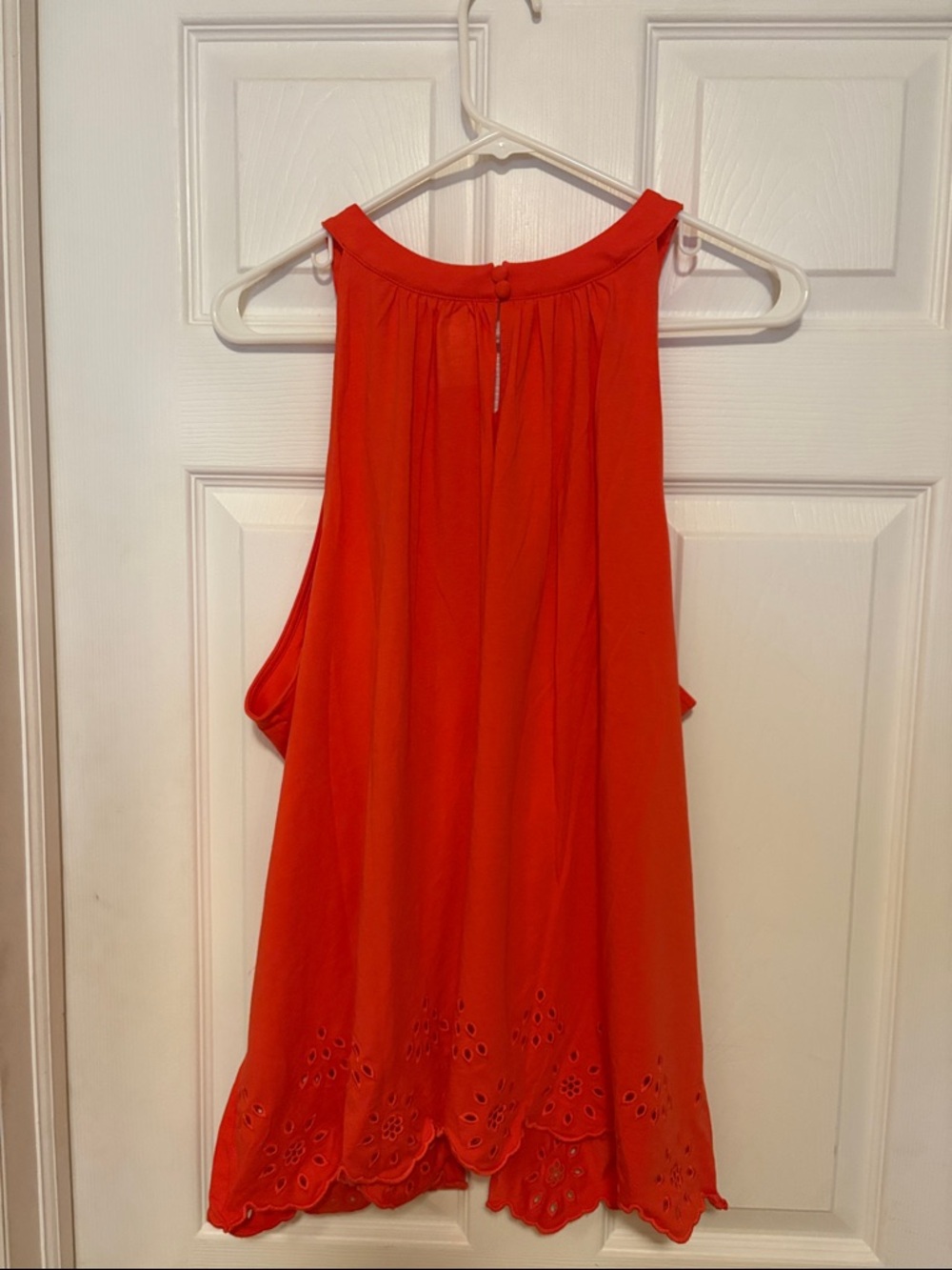 Lands' End Coral Sleeveless Top With Eyelet Detailed Hem - Picture 5 of 5